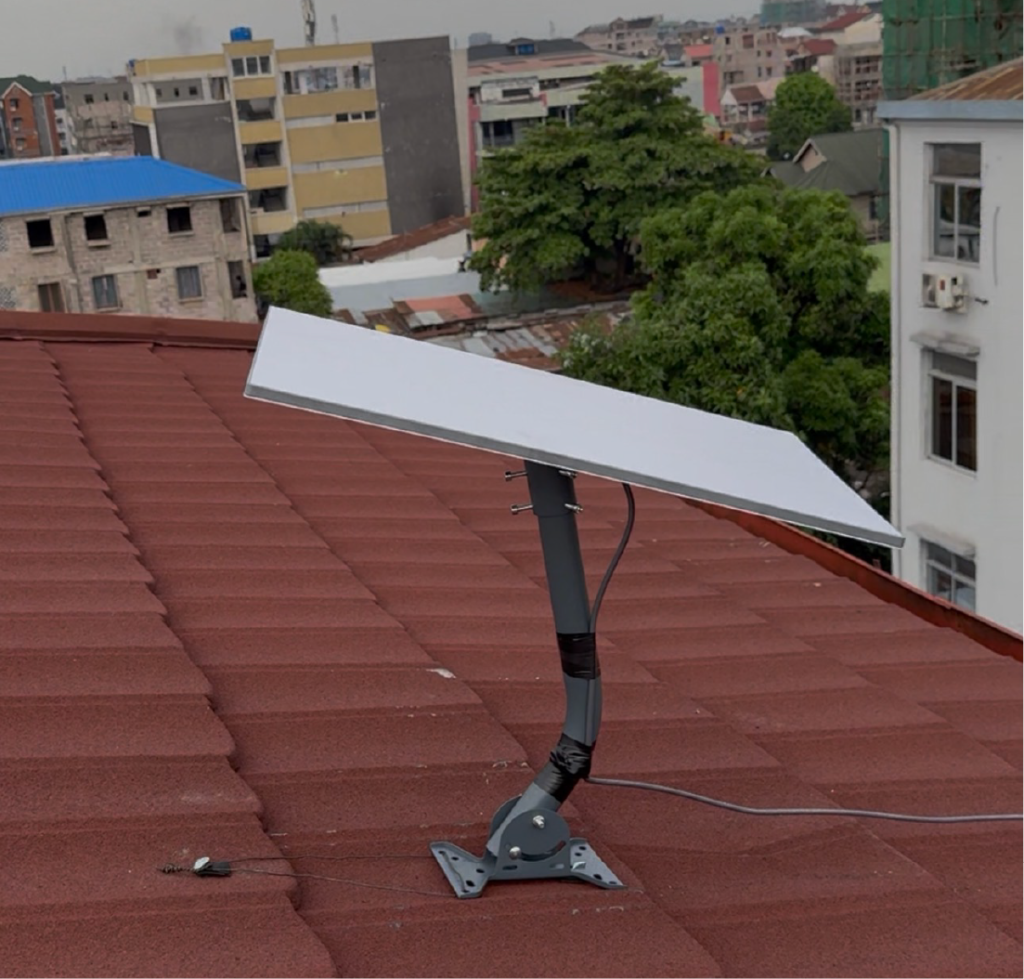 Starlink Uganda Standard kit installed on roof with Bracket Starlink mount