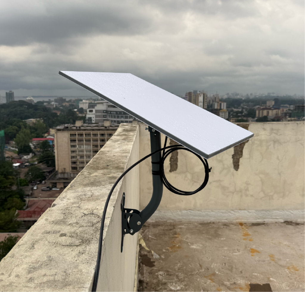 Starlink Uganda standard kit installed on rooftop wall